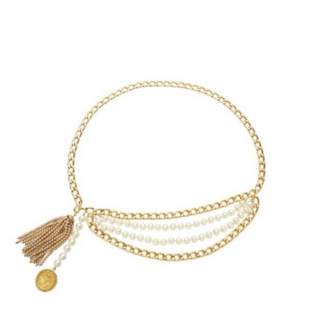 CHANEL Gold and Cream Belt